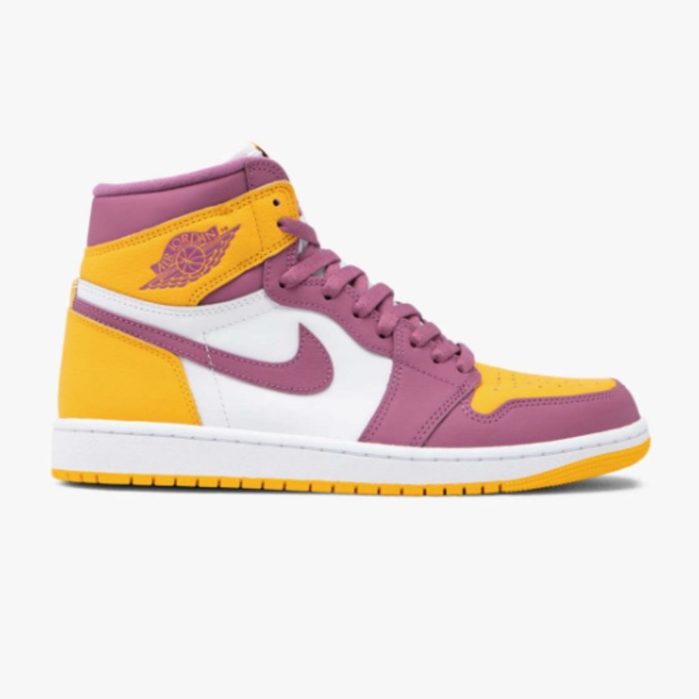 NIKE Air Jordan 1 Retro High OG University Gold/Light Bordeaux/White | US M 9.5